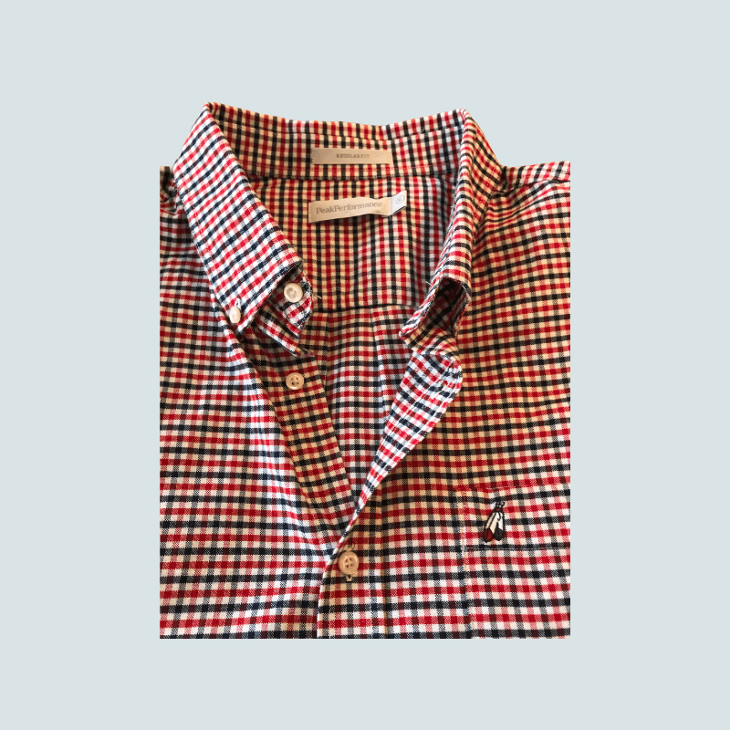 Peak Performance men's red & black button down collar Oxford shirt, extra large.