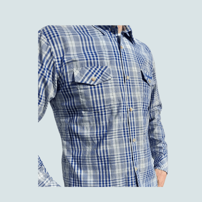 Trekmates men's shirt, blue check, small.