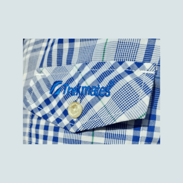 Trekmates men's shirt, blue check, small.