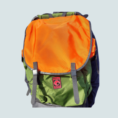 Bohus orange and green chair backpack.