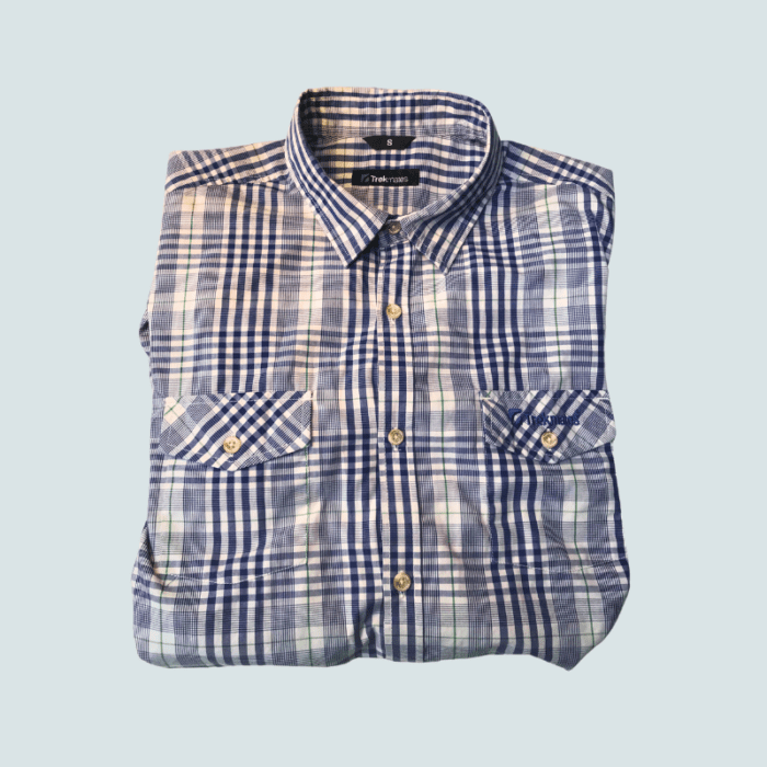 Trekmates men's shirt, blue check, small.